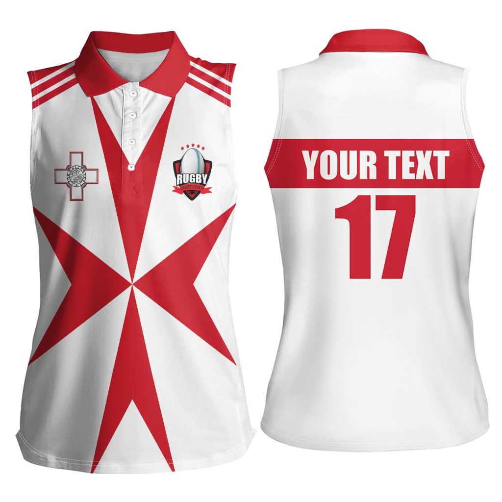 Custom Malta Rugby Women Sleeveless Polo Shirt Maltese Cross
