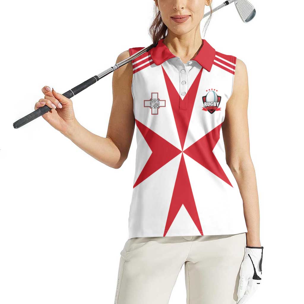 Custom Malta Rugby Women Sleeveless Polo Shirt Maltese Cross