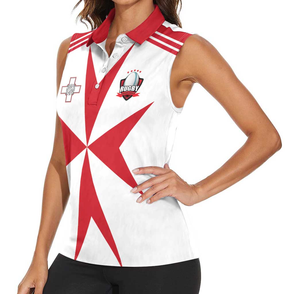 Custom Malta Rugby Women Sleeveless Polo Shirt Maltese Cross