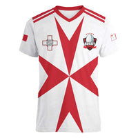 Custom Malta Rugby Women V-Neck T-Shirt Maltese Cross