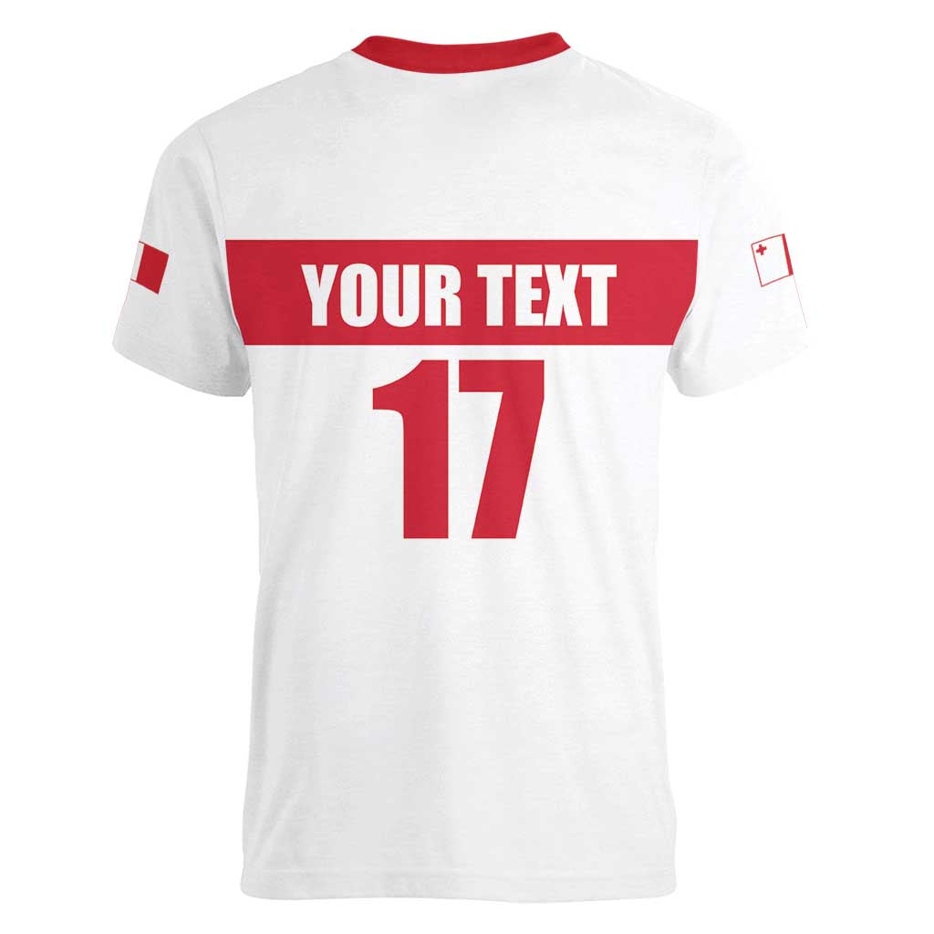 Custom Malta Rugby Women V-Neck T-Shirt Maltese Cross