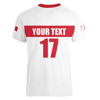 Custom Malta Rugby Women V-Neck T-Shirt Maltese Cross