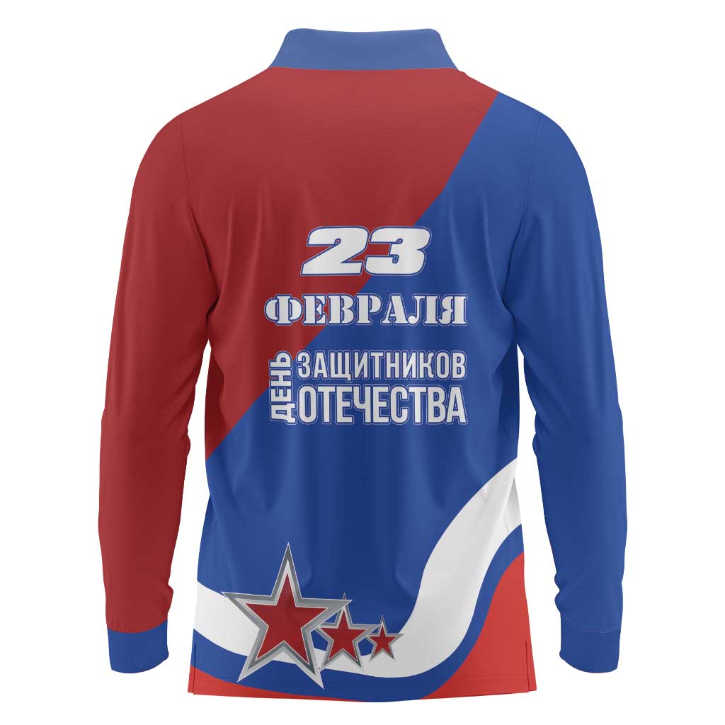 Russia 23th February Long Sleeve Polo Shirt Defender of the Fatherland Day LT17 - Wonder Print Shop