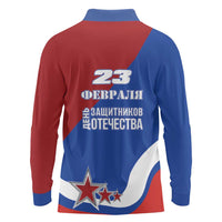Russia 23th February Long Sleeve Polo Shirt Defender of the Fatherland Day LT17 - Wonder Print Shop
