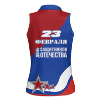 Russia 23th February Women Sleeveless Polo Shirt Defender of the Fatherland Day LT17 - Wonder Print Shop