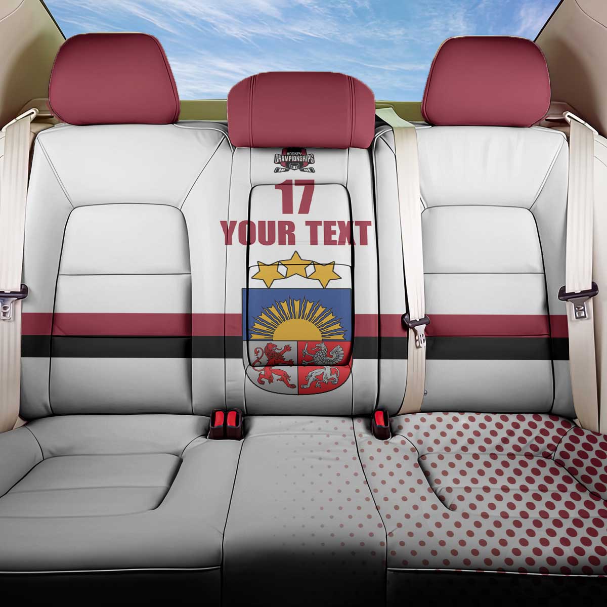 Custom Latvia Ice Hockey Champions Back Car Seat Cover Come on Latvija White style