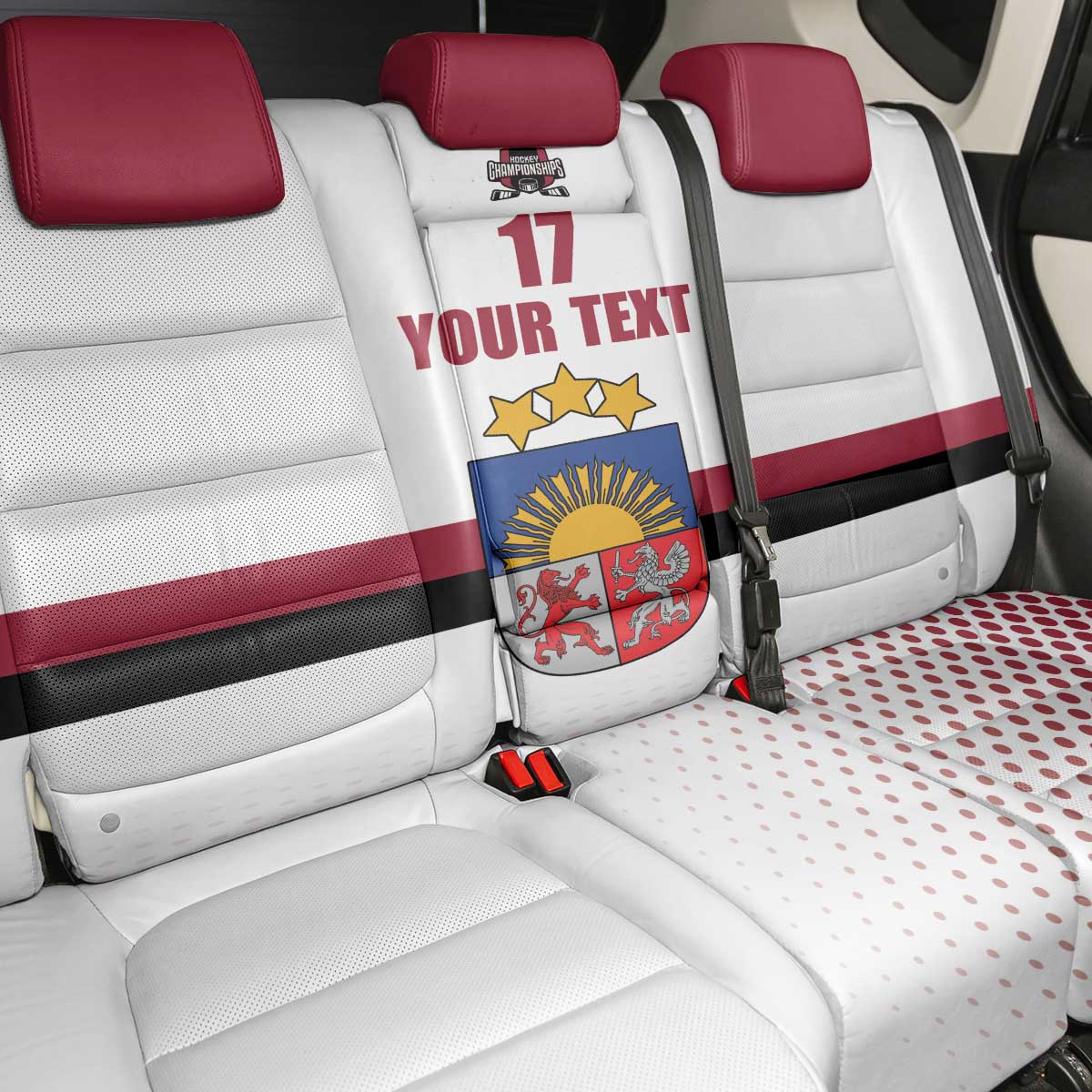 Custom Latvia Ice Hockey Champions Back Car Seat Cover Come on Latvija White style