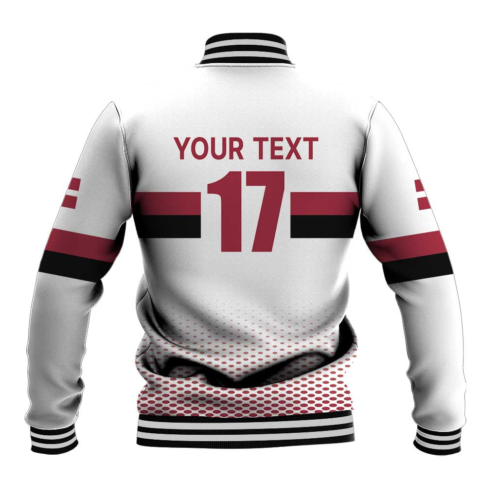 Custom Latvia Ice Hockey Champions Baseball Jacket Come on Latvija White style