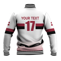Custom Latvia Ice Hockey Champions Baseball Jacket Come on Latvija White style