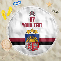 Custom Latvia Ice Hockey Champions Beach Blanket Come on Latvija White style