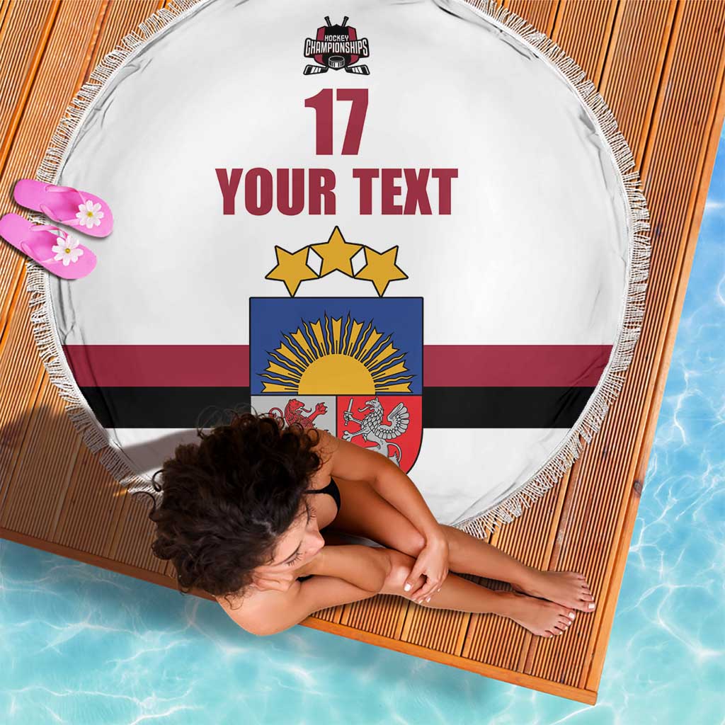 Custom Latvia Ice Hockey Champions Beach Blanket Come on Latvija White style