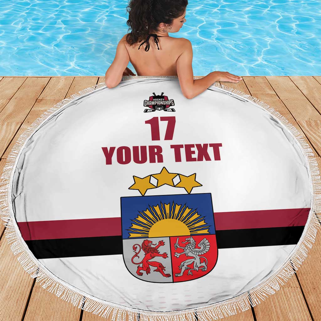 Custom Latvia Ice Hockey Champions Beach Blanket Come on Latvija White style