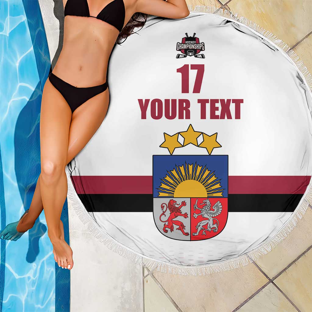 Custom Latvia Ice Hockey Champions Beach Blanket Come on Latvija White style