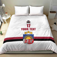 Custom Latvia Ice Hockey Champions Bedding Set Come on Latvija White style