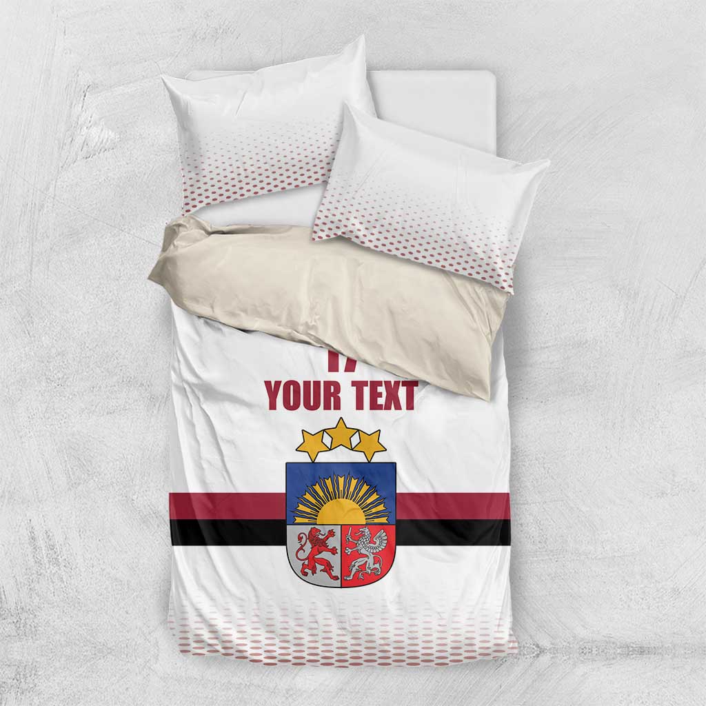 Custom Latvia Ice Hockey Champions Bedding Set Come on Latvija White style