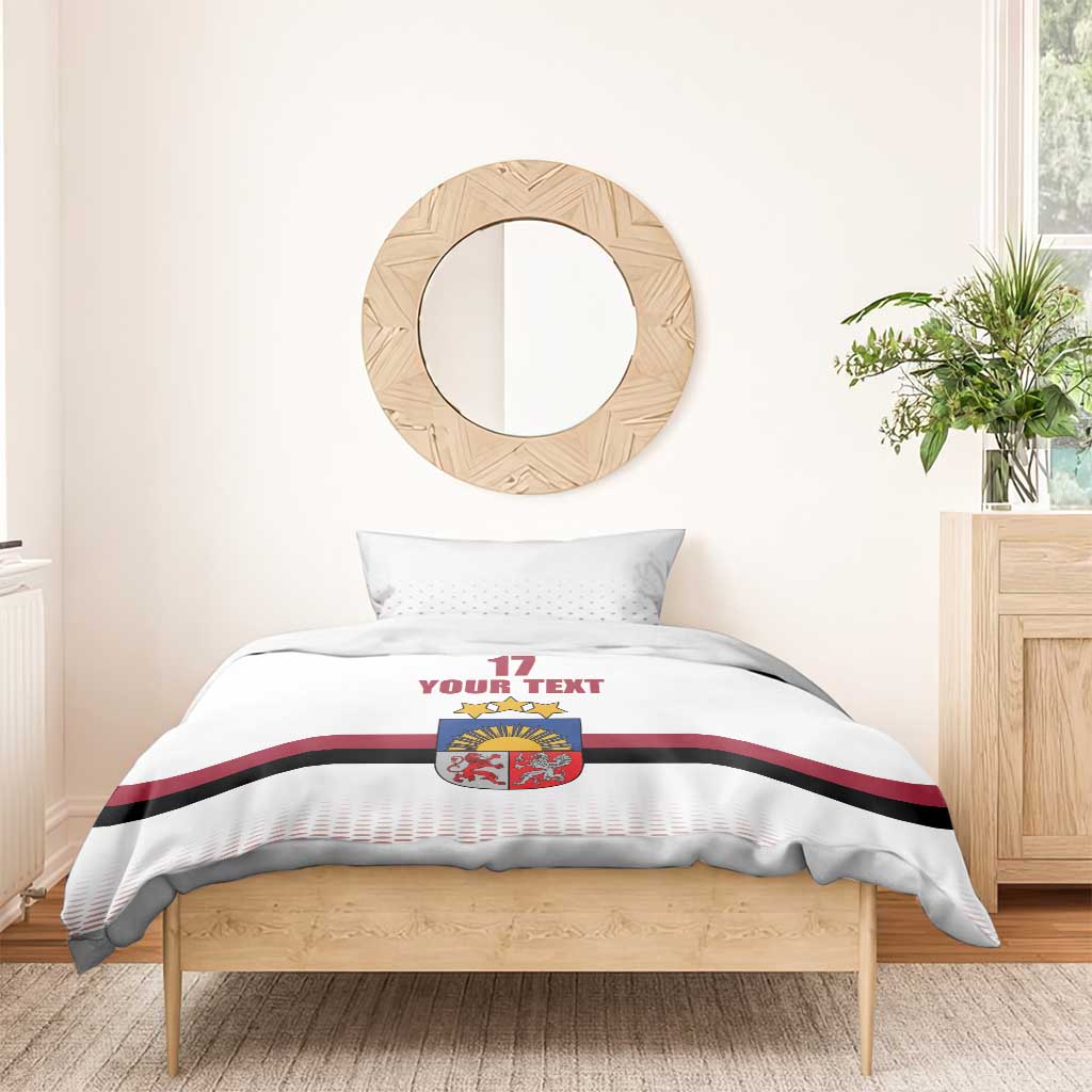 Custom Latvia Ice Hockey Champions Bedding Set Come on Latvija White style