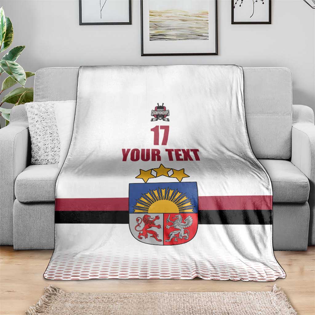 Custom Latvia Ice Hockey Champions Blanket Come on Latvija White style