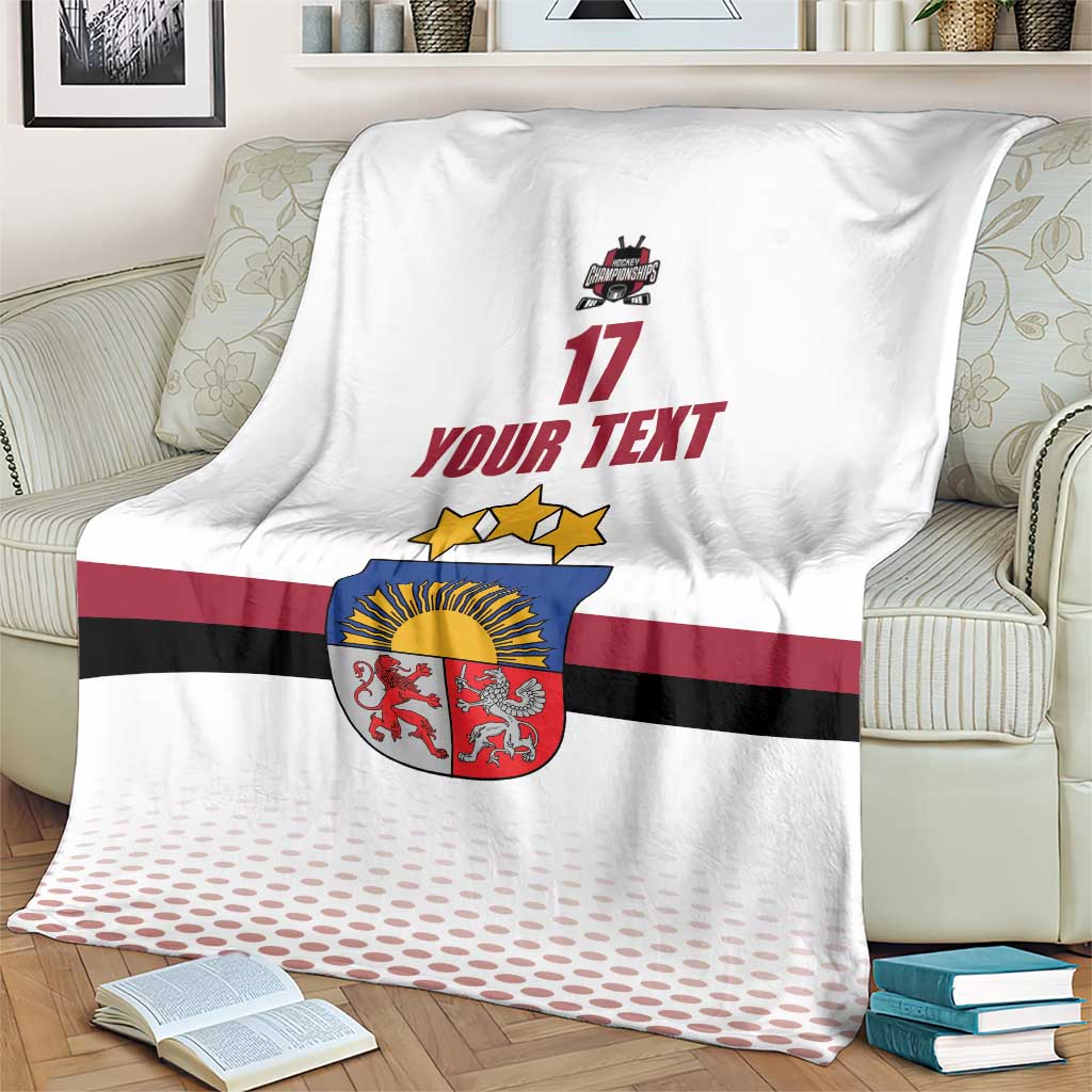 Custom Latvia Ice Hockey Champions Blanket Come on Latvija White style