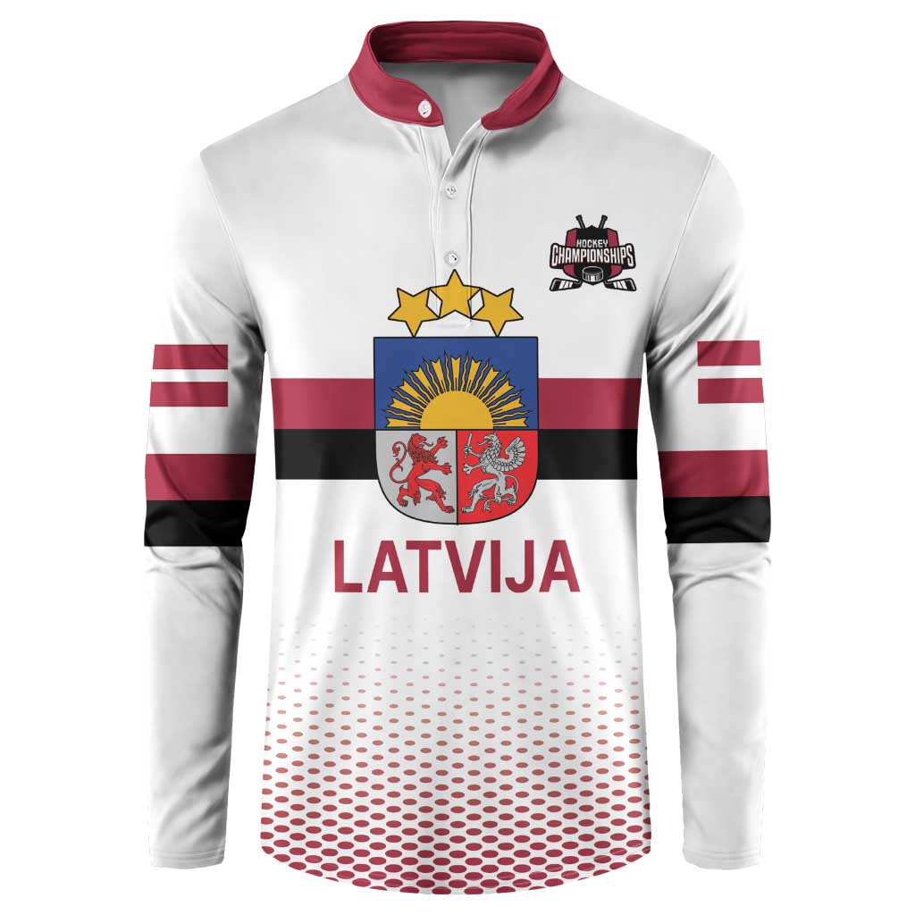 Custom Latvia Ice Hockey Champions Button Sweatshirt Come on Latvija White style