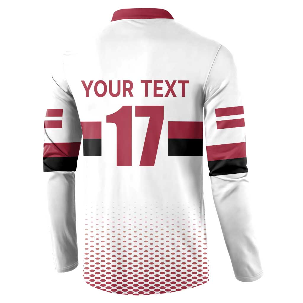 Custom Latvia Ice Hockey Champions Button Sweatshirt Come on Latvija White style