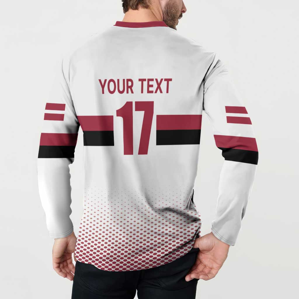 Custom Latvia Ice Hockey Champions Button Sweatshirt Come on Latvija White style