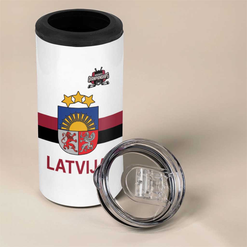 Custom Latvia Ice Hockey Champions 4 in 1 Can Cooler Tumbler Come on Latvija White style