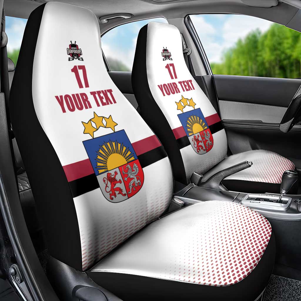 Custom Latvia Ice Hockey Champions Car Seat Cover Come on Latvija White style