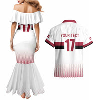 Custom Latvia Ice Hockey Champions Couples Matching Mermaid Dress and Hawaiian Shirt Come on Latvija White style