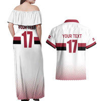 Custom Latvia Ice Hockey Champions Couples Matching Off Shoulder Maxi Dress and Hawaiian Shirt Come on Latvija White style