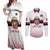 Custom Latvia Ice Hockey Champions Couples Matching Off Shoulder Maxi Dress and Long Sleeve Button Shirt Come on Latvija White style