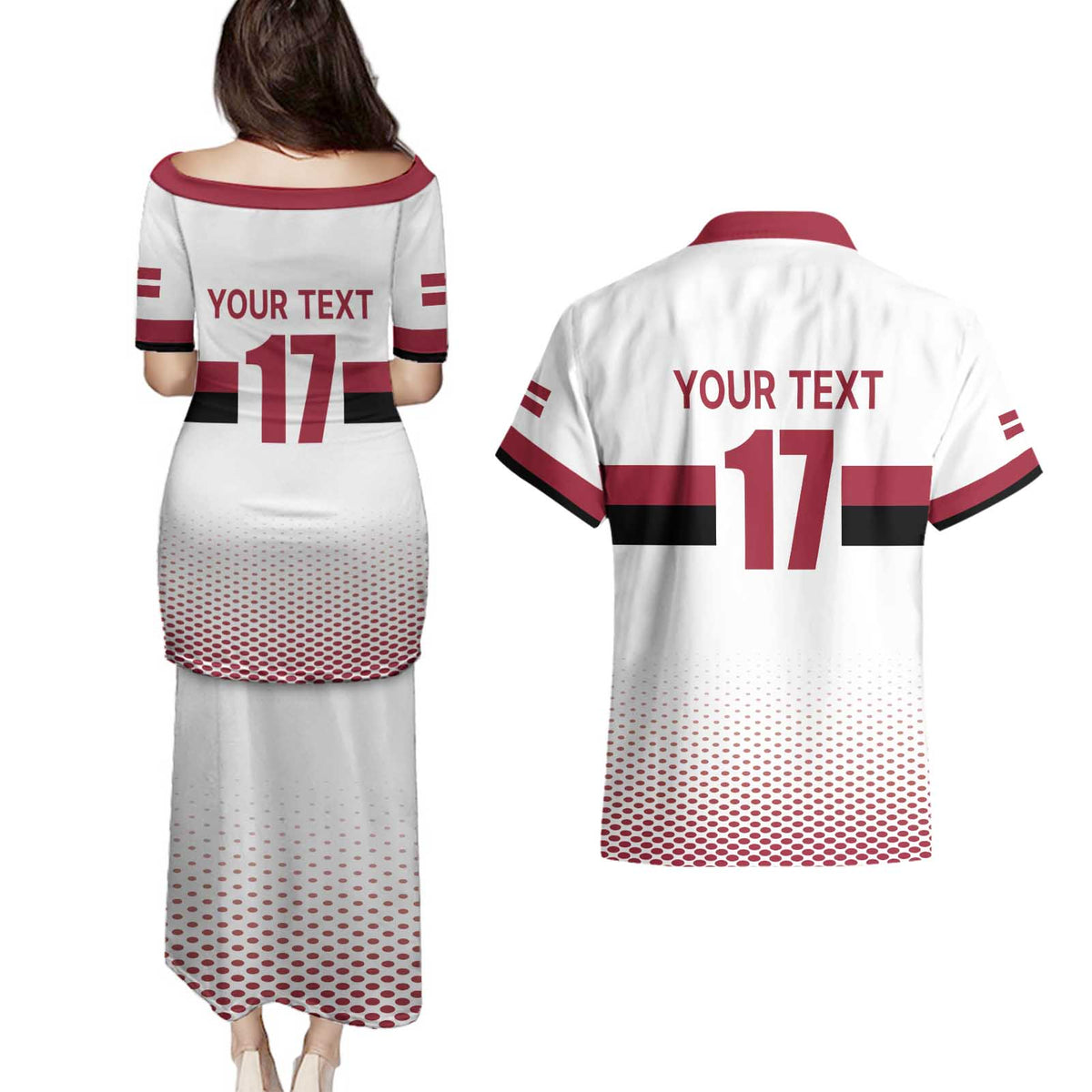 Custom Latvia Ice Hockey Champions Couples Matching Puletasi and Hawaiian Shirt Come on Latvija White style