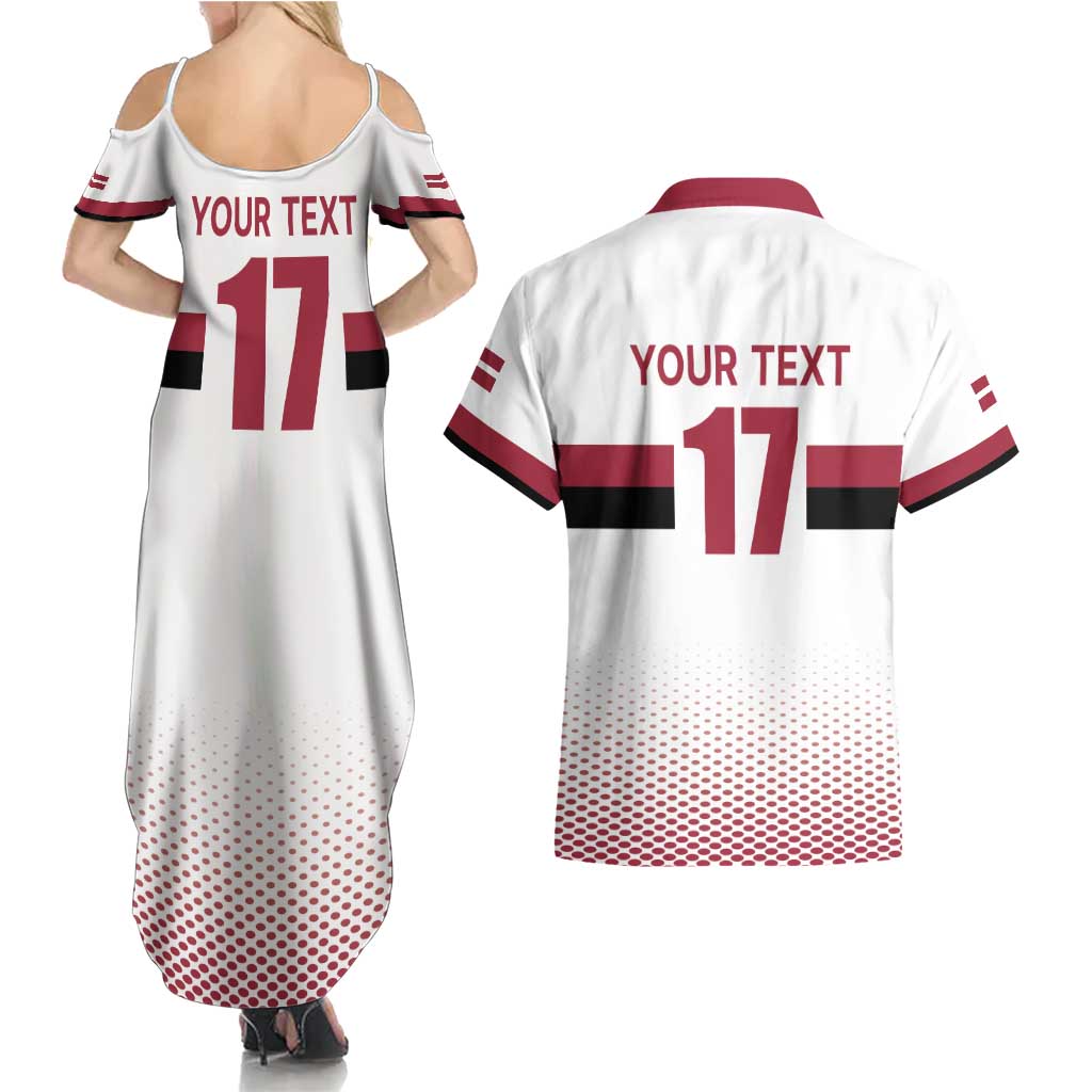 Custom Latvia Ice Hockey Champions Couples Matching Summer Maxi Dress and Hawaiian Shirt Come on Latvija White style