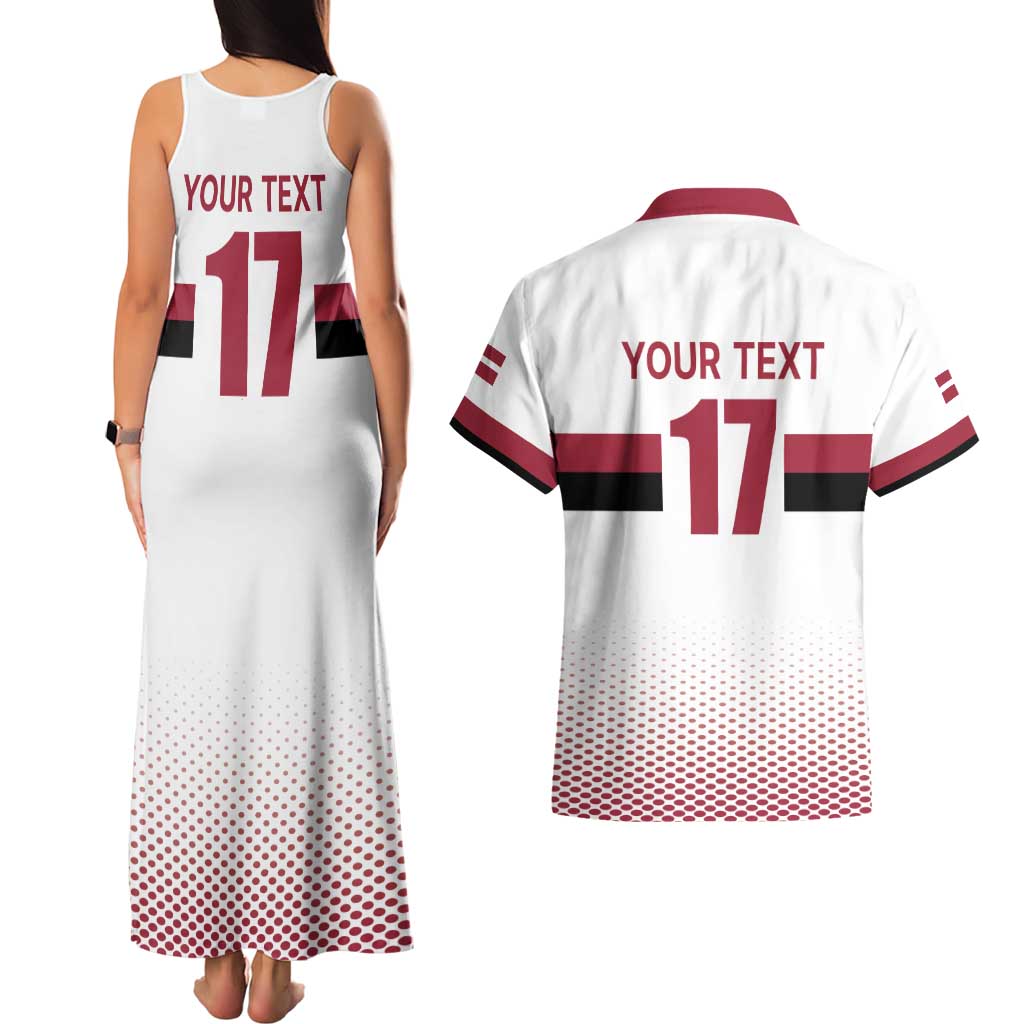 Custom Latvia Ice Hockey Champions Couples Matching Tank Maxi Dress and Hawaiian Shirt Come on Latvija White style