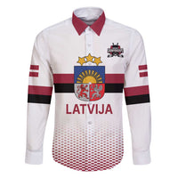 Custom Latvia Ice Hockey Champions Family Matching Long Sleeve Bodycon Dress and Hawaiian Shirt Come on Latvija White style