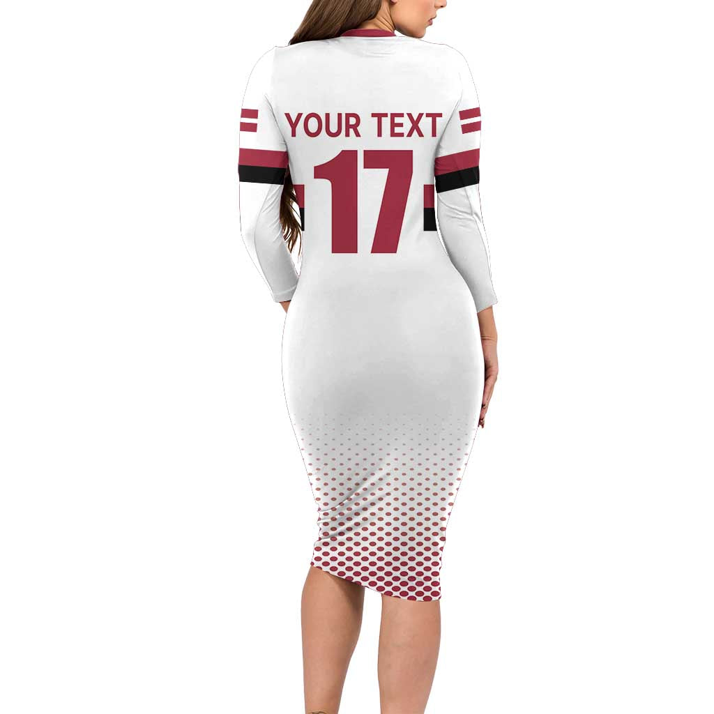 Custom Latvia Ice Hockey Champions Family Matching Long Sleeve Bodycon Dress and Hawaiian Shirt Come on Latvija White style