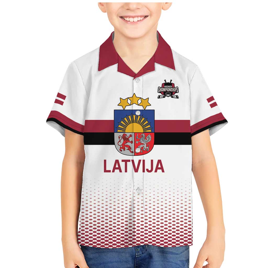 Custom Latvia Ice Hockey Champions Family Matching Mermaid Dress and Hawaiian Shirt Come on Latvija White style