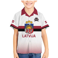 Custom Latvia Ice Hockey Champions Family Matching Mermaid Dress and Hawaiian Shirt Come on Latvija White style
