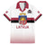 Custom Latvia Ice Hockey Champions Family Matching Off The Shoulder Long Sleeve Dress and Hawaiian Shirt Come on Latvija White style