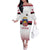 Custom Latvia Ice Hockey Champions Family Matching Off The Shoulder Long Sleeve Dress and Hawaiian Shirt Come on Latvija White style