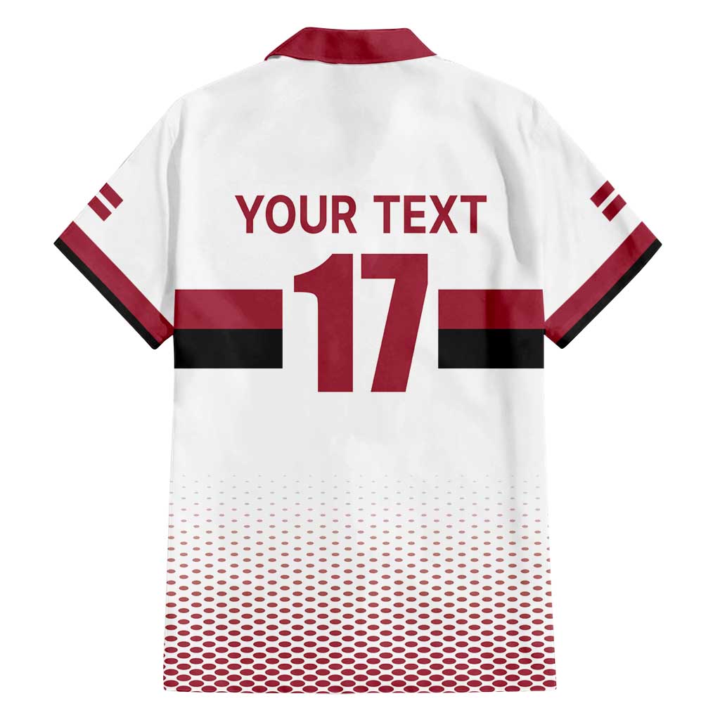 Custom Latvia Ice Hockey Champions Family Matching Off Shoulder Short Dress and Hawaiian Shirt Come on Latvija White style