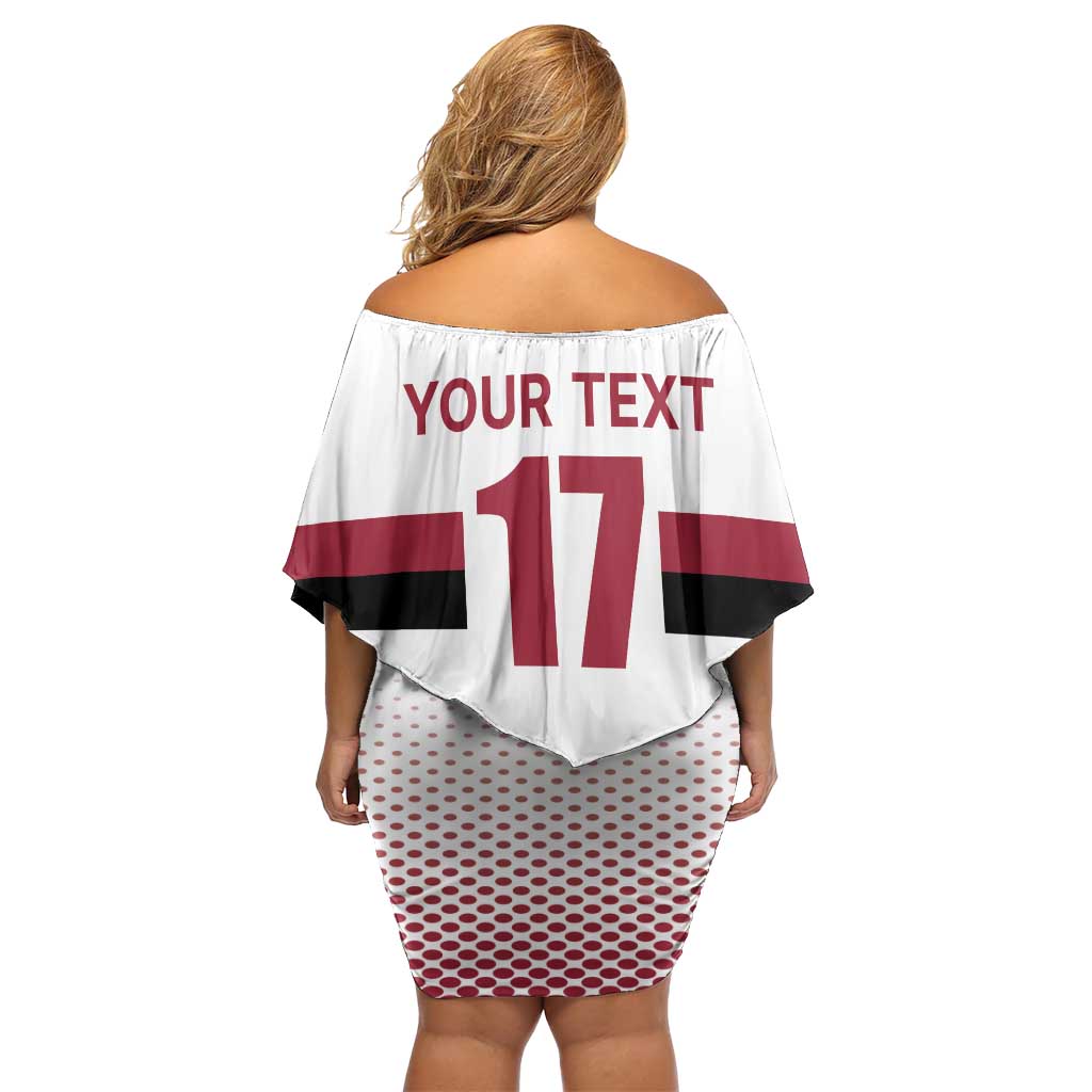 Custom Latvia Ice Hockey Champions Family Matching Off Shoulder Short Dress and Hawaiian Shirt Come on Latvija White style