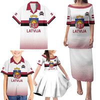 Custom Latvia Ice Hockey Champions Family Matching Puletasi and Hawaiian Shirt Come on Latvija White style