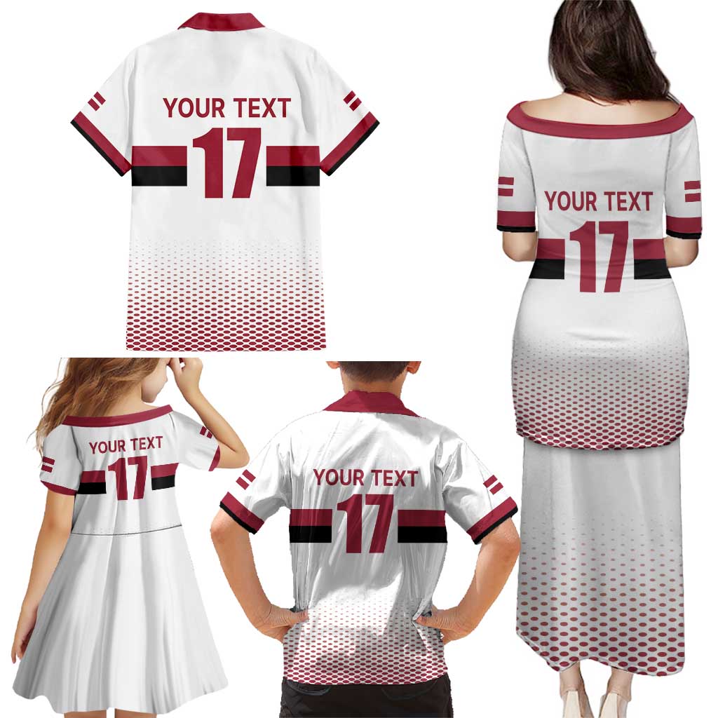 Custom Latvia Ice Hockey Champions Family Matching Puletasi and Hawaiian Shirt Come on Latvija White style