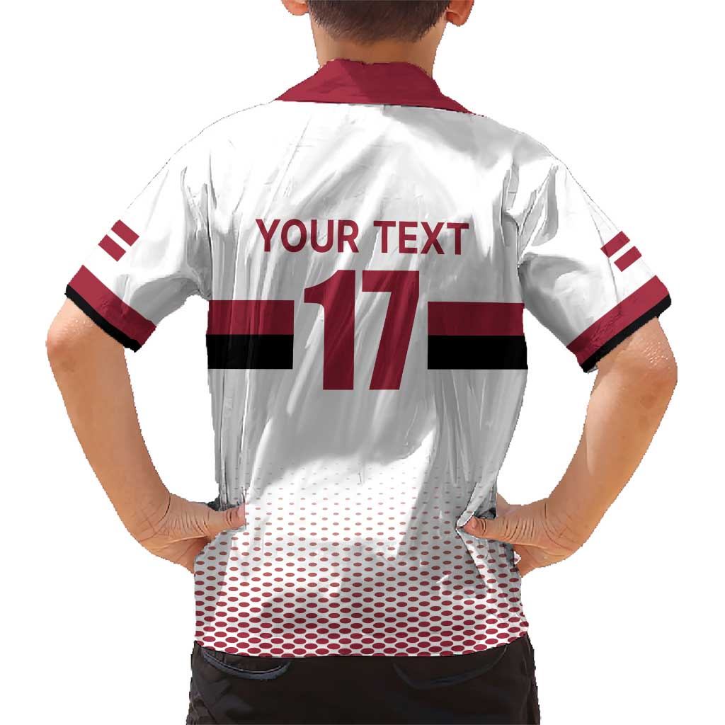 Custom Latvia Ice Hockey Champions Family Matching Short Sleeve Bodycon Dress and Hawaiian Shirt Come on Latvija White style