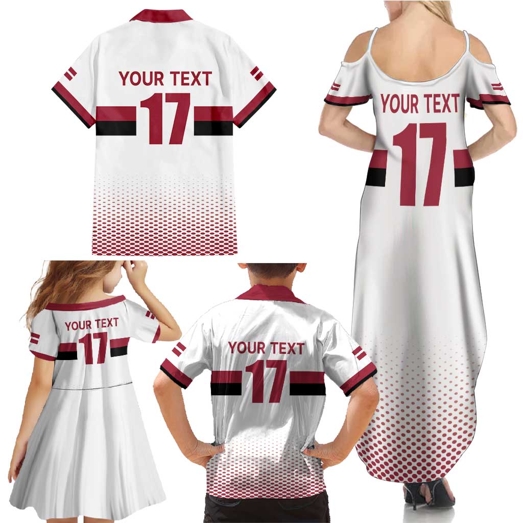 Custom Latvia Ice Hockey Champions Family Matching Summer Maxi Dress and Hawaiian Shirt Come on Latvija White style