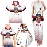 Custom Latvia Ice Hockey Champions Family Matching Tank Maxi Dress and Hawaiian Shirt Come on Latvija White style
