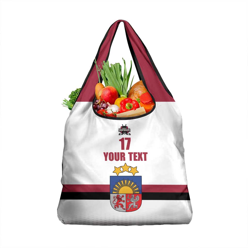 Custom Latvia Ice Hockey Champions Grocery Bag Come on Latvija White style