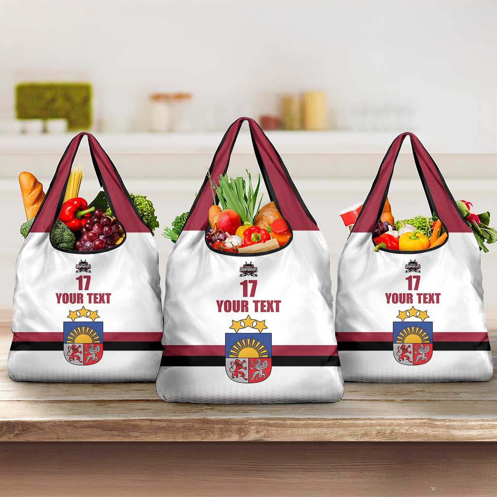 Custom Latvia Ice Hockey Champions Grocery Bag Come on Latvija White style
