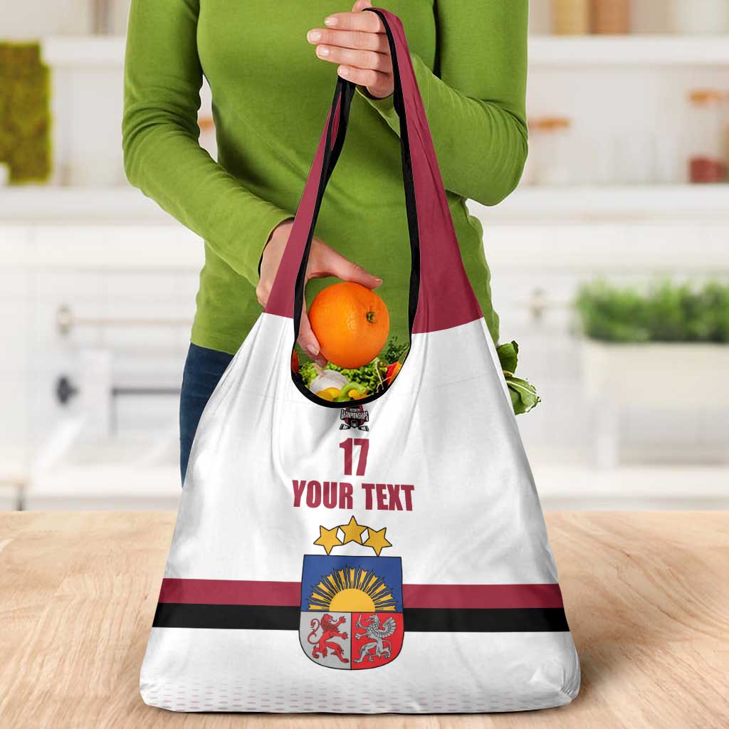 Custom Latvia Ice Hockey Champions Grocery Bag Come on Latvija White style