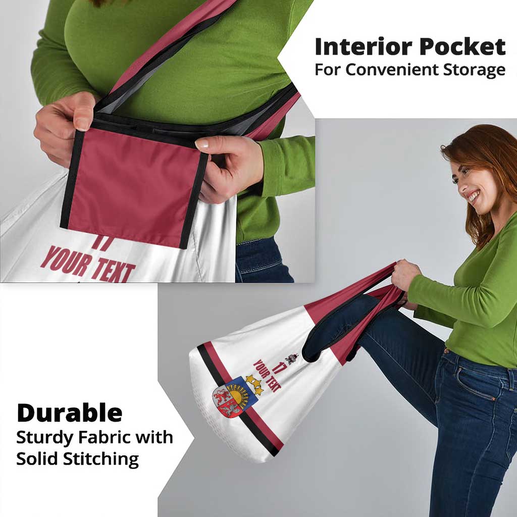 Custom Latvia Ice Hockey Champions Grocery Bag Come on Latvija White style